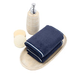 Navy Guest Towels With Chain French Borders, Set of 2