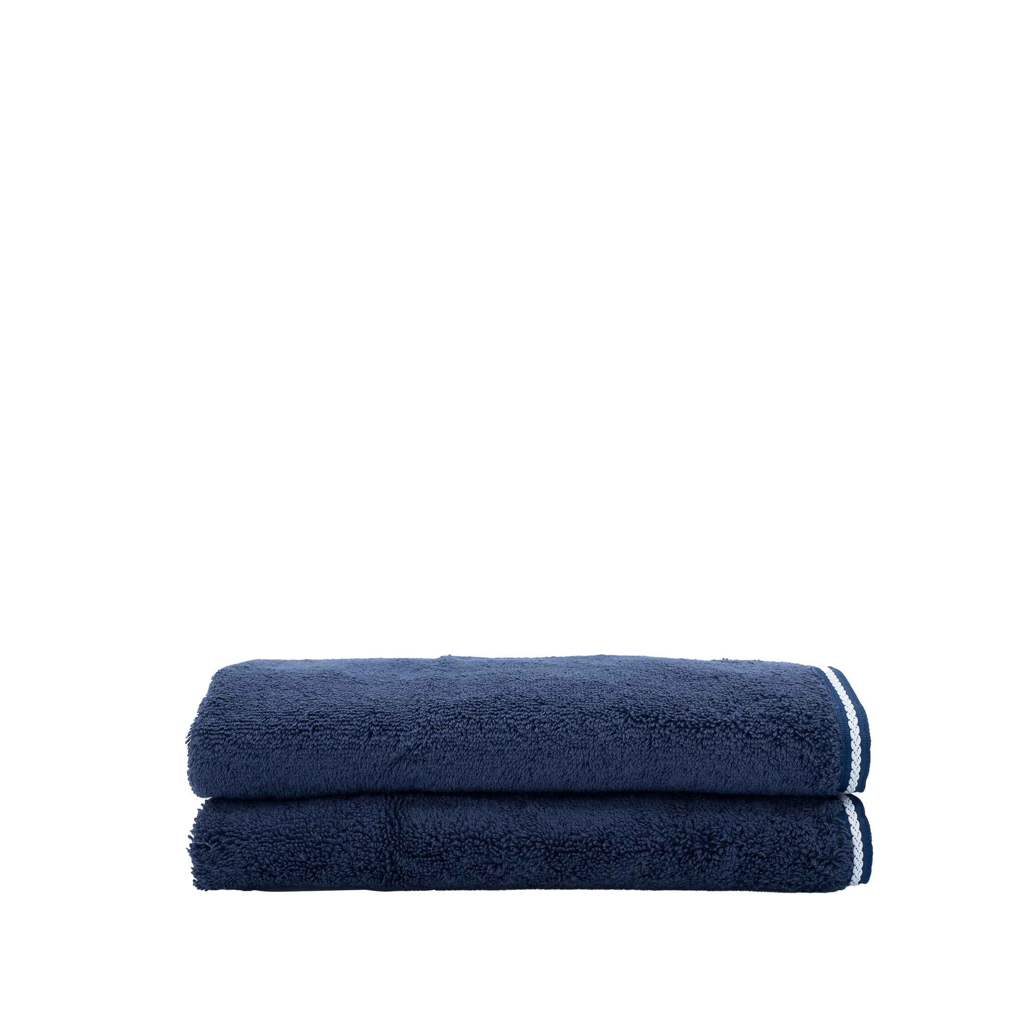 Navy Guest Towels With Chain French Borders Set of 2