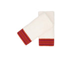 Ivory Guest Towels With Red Borders, Set of 2