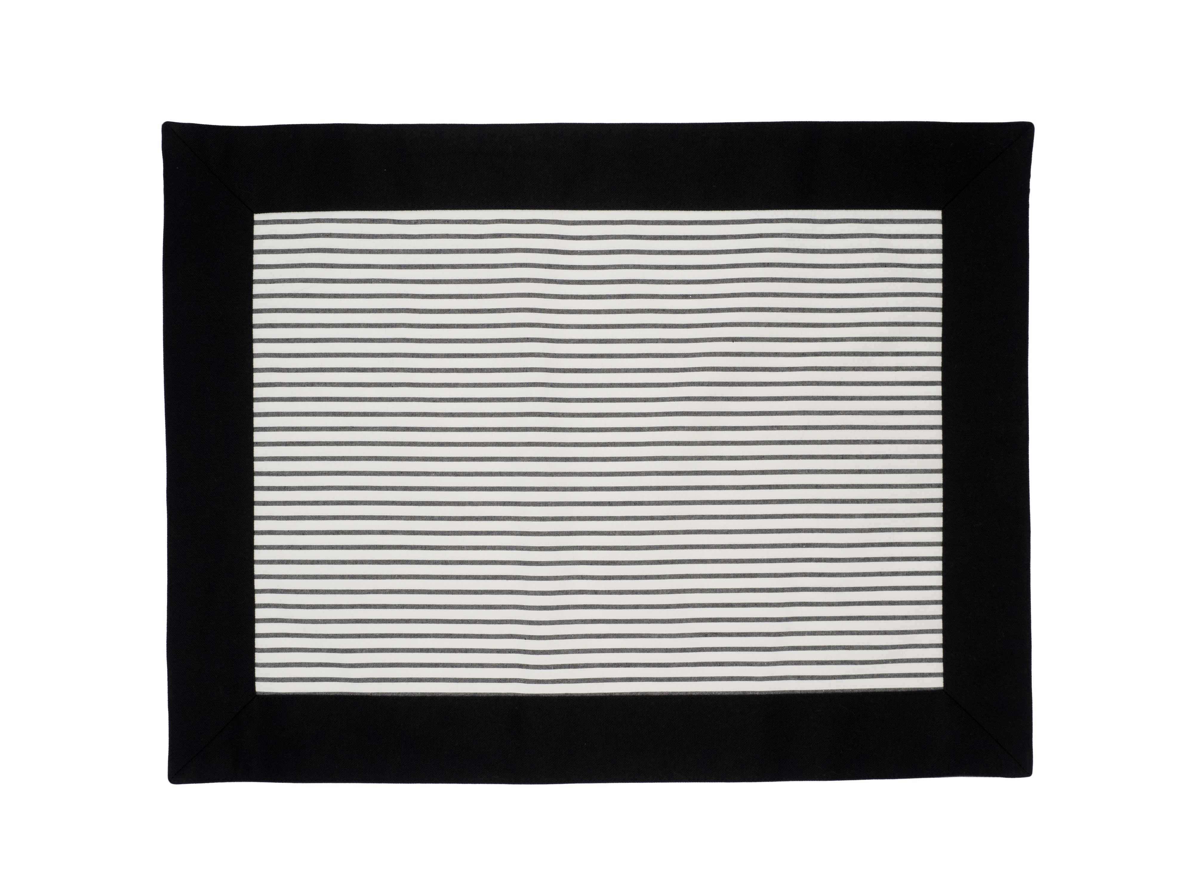 Black Placemats With Stripes, Set of 4