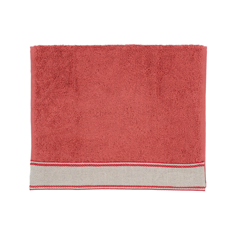 Red Guest Towels With Linen Chain Borders Set of 2