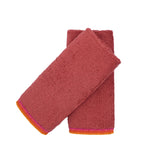 Red Guest Towels With Orange French Borders, Set of 2