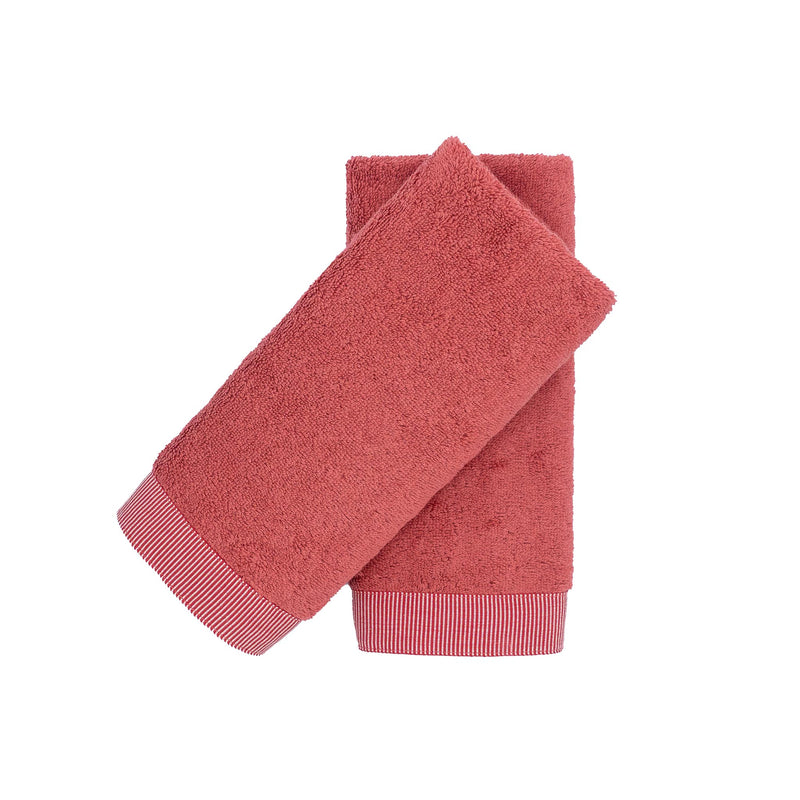 Red Guest Towels With Red Stripes Set of 2