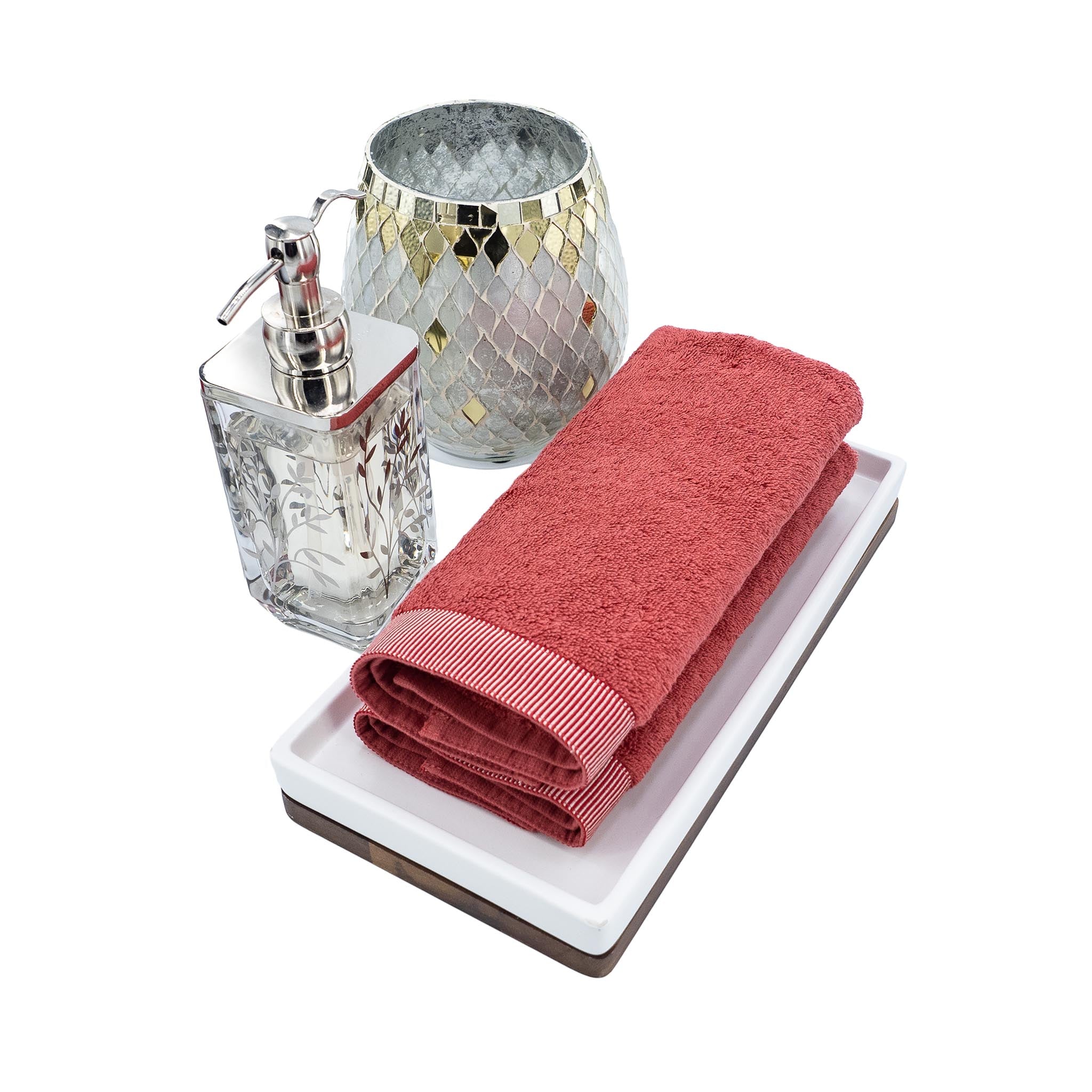 Red Guest Towels With Red Stripes Set of 2