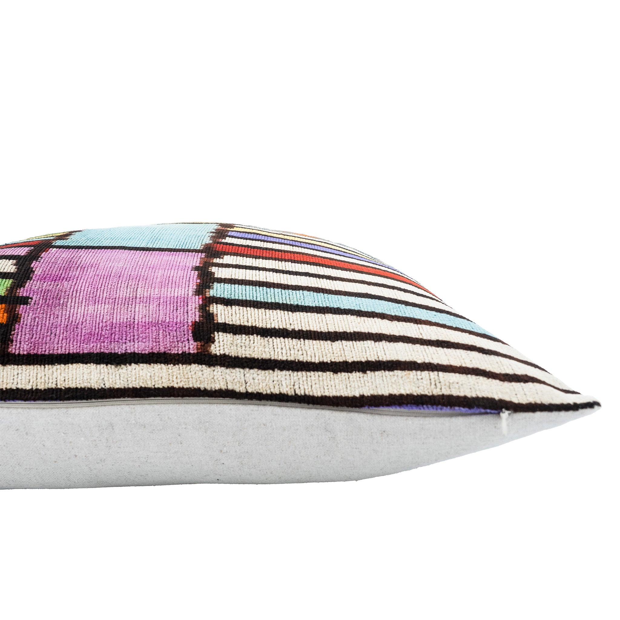 Stripes Silk Velvet Ikat Pillow, 20" X 20" Case Only