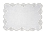 White Linen Placemats With Lace Borders , Set of 4