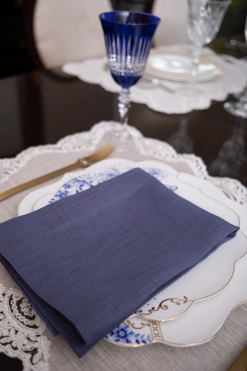 Linen Placemats With Lace borders, Set of 4