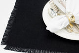 Placemats In Black With Fringes,  15x20 (40x50 cm) Sets of 2 or 4 - Chouchou Touch