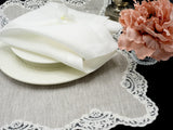 Linen Placemats With Lace borders In Beige, 16'' X 22'' (40 X 55 cm) Sets of 2 or 4 - Chouchou Touch