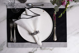 Placemats In Black With Top & Bottom Stripes, 15"x 20" (40x50 cm) Sets of 2 or 4 - Chouchou Touch