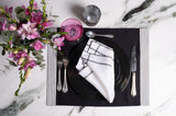 Placemats With Side Stripes on Borders, Black, 15x20 (40x50 cm) Sets of 2 or 4 - Chouchou Touch