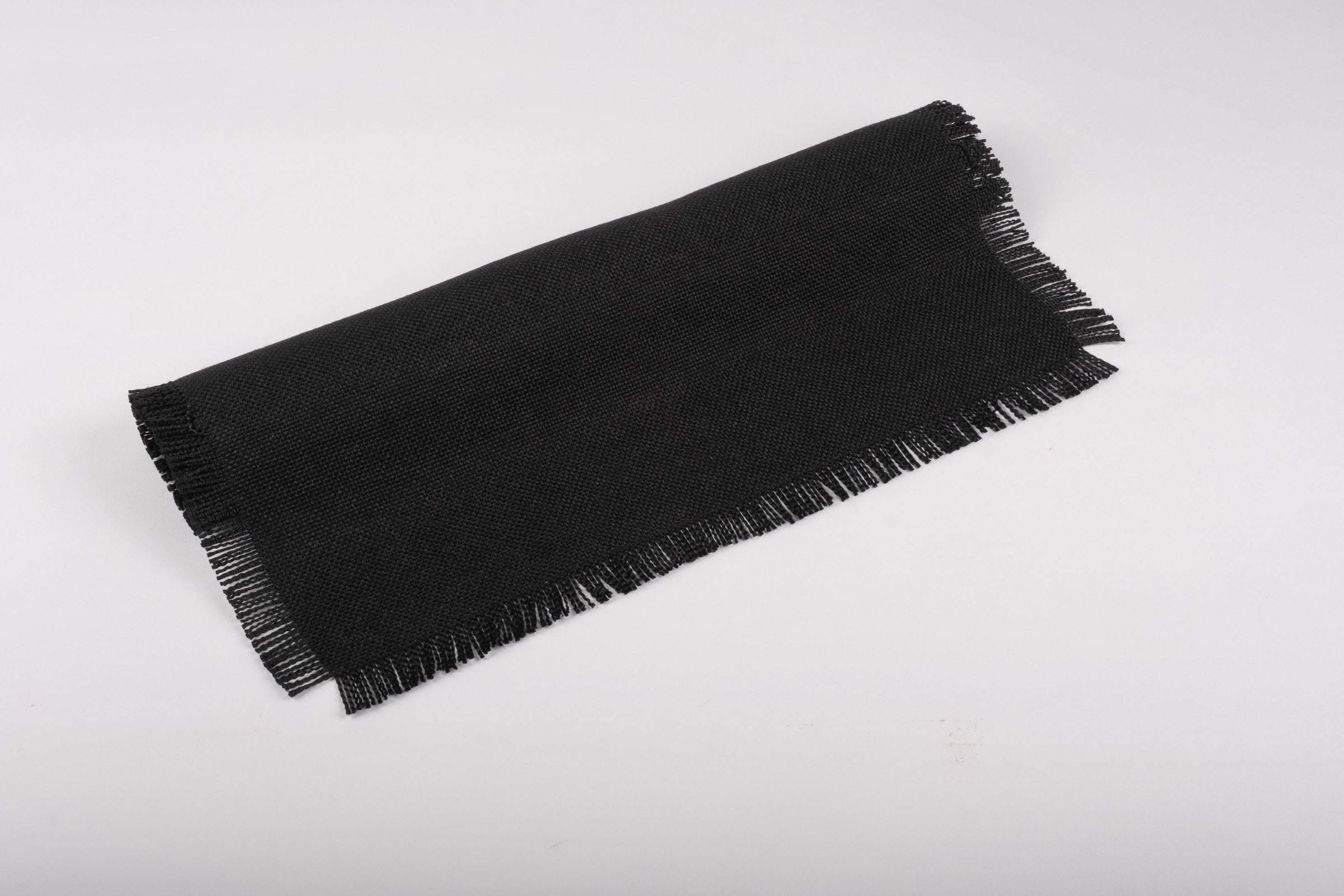 Placemats In Black With Fringes,  15x20 (40x50 cm) Sets of 2 or 4 - Chouchou Touch