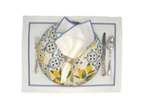 Linen Placemats With Baby Blue Borders 15''X 20'' (40x50 cm) Set of 2 or 4 - Chouchou Touch