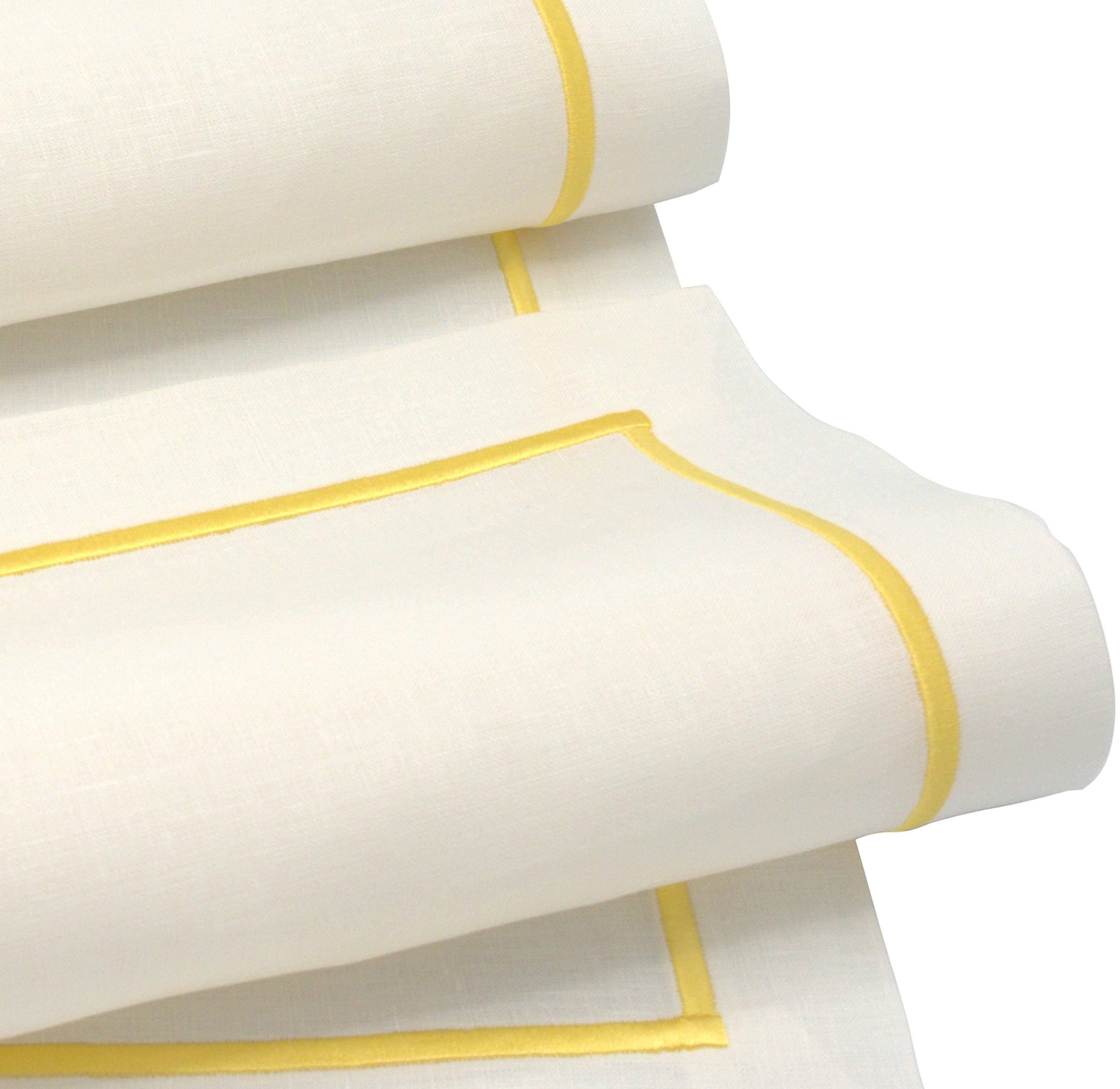 Linen Placemats With Yellow Borders 15''X 20'' (40x50 cm) Set of 2 or 4 - Chouchou Touch