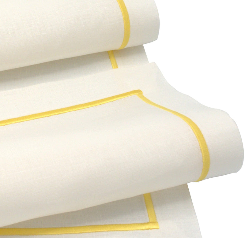 Linen Placemats With Yellow Borders 15''X 20'' (40x50 cm) Set of 2 or 4 - Chouchou Touch