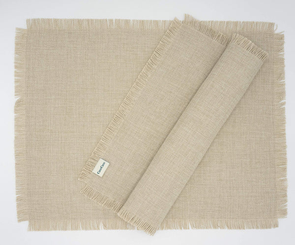 Placemats In Beige With Fringes, 15x20 (40x50 cm) - Chouchou Touch