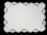 Linen Placemats With Lace borders In White, 16'' X 22'' (40 X 55 cm) Sets of 2 or 4 - Chouchou Touch